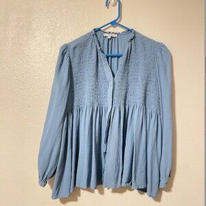 long sleeve button up blouse with hidden buttons